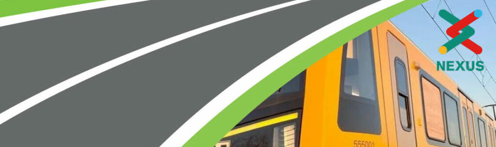 Event flyer titled "What is the Future of Nexus’ Public Transport?" Jamie Robson from Nexus will explain. Event on Monday, 8th July 2024, 11 am - 1 pm, One Strawberry Lane, Newcastle, NE1 4BX. Contact details included.