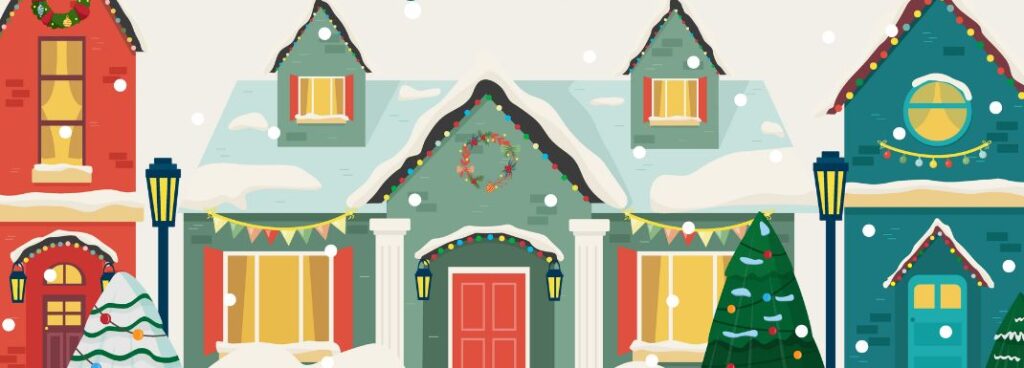 Christmas Market poster with festive graphics, event details, and photos of holiday items. Event is on 22 November 2025, 11AM-4PM at The Victory, Sunderland. Logos and address included.